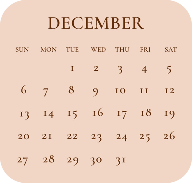 December 2026, with the 5th marked by a heart